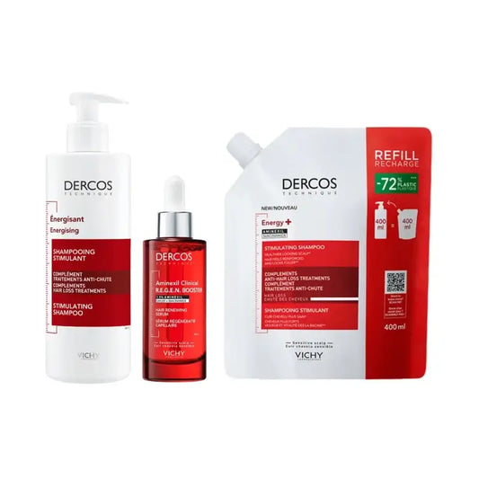 Vichy Dercos Regen Serum 90 Ml + Dercos Energy+ Champô 400 Ml + Recarga 400 Ml
