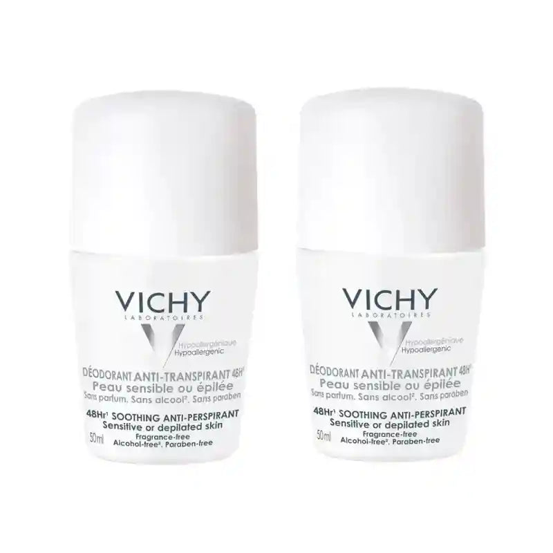 Desodorizante Vichy Anti-Transpirante 48H Roll-On Pele Sensível, 2X50 Ml