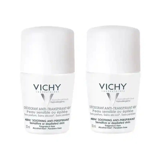 Desodorizante Vichy Anti-Transpirante 48H Roll-On Pele Sensível, 2X50 Ml