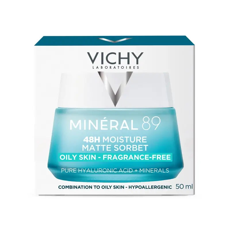 Vichy Mineral 89 Matte Gel Sorbet Hidratante 48H com Ácido Hialurónico , 50 ml