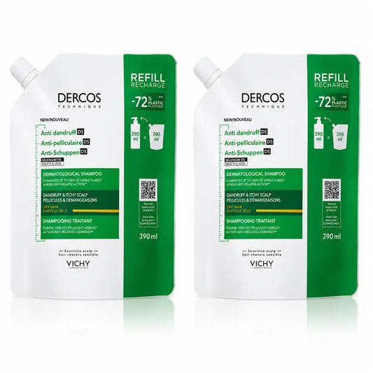 Vichy Pack Vichy Dercos Technique Ecorefill Champô Anti-caspa Seco, x2