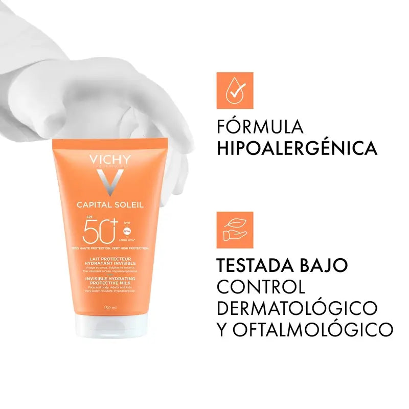 Vichy Solar Capital Soleil Leite Hidratante Protetor Solar Spf 50+ , 150 ml