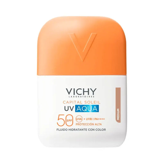 Vichy Solar Uv Aqua Fluido Hidratante Spf50 Tom Médio, 50 ml