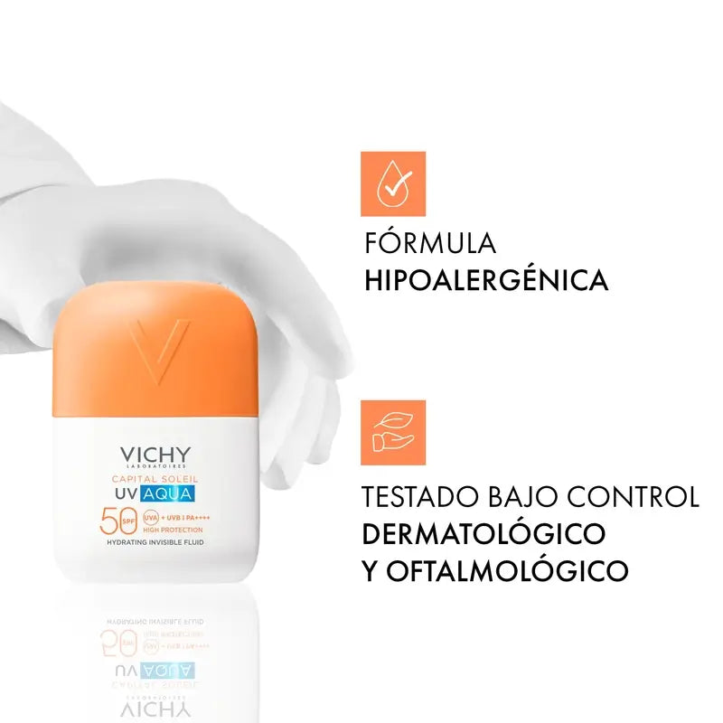 Vichy Solar Uv Aqua Fluido Hidratante Invisível Spf50 , 50 ml