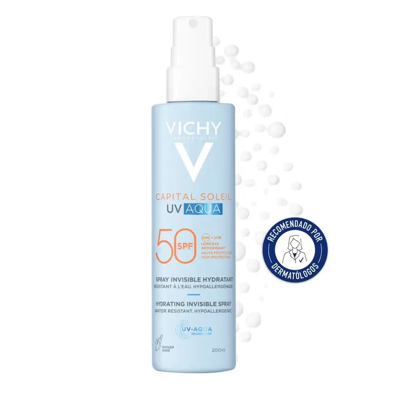 Vichy Solar Uv Aqua Spray Hidratante Invisível Spf50, 200 ml