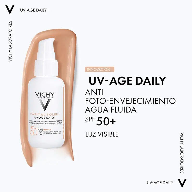 Vichy Capital Soleil UV Age Água Fluida Diária Cor Clara SPF50, 40ml