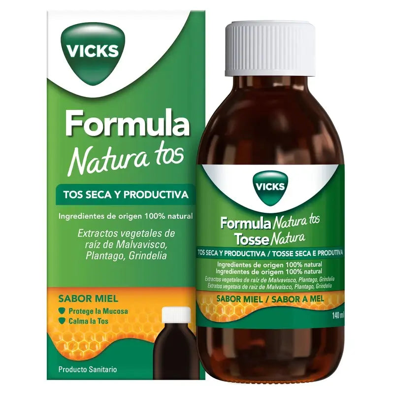 Vicks Formula Natura Cough: Xarope 2 em 1 para o alívio da tosse, sabor a mel, 140 ml