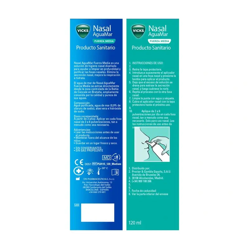 Vicks Nasal Esguicho Nasal Força Média , 120 ml