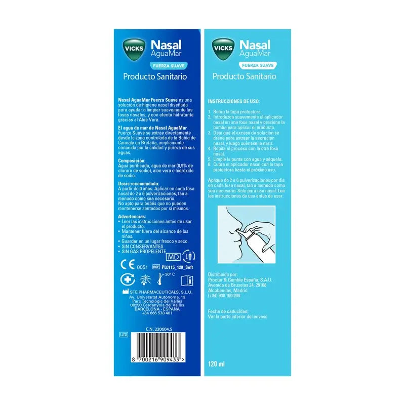 Vicks Nasal Esguicho Nasal Força Suave , 120 ml