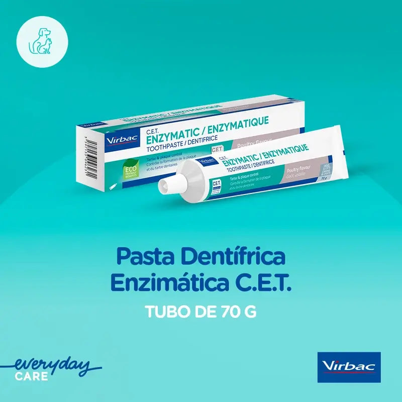 Virbac Cet Kit Escova + Pasta Dentífrica Enzimática 70 gr Para Animais de Estimação