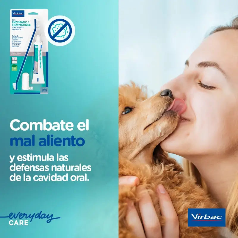 Virbac Cet Kit Escova + Pasta Dentífrica Enzimática 70 gr Para Animais de Estimação