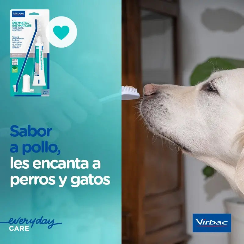 Virbac Cet Kit Escova + Pasta Dentífrica Enzimática 70 gr Para Animais de Estimação