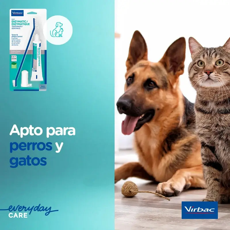 Virbac Cet Kit Escova + Pasta Dentífrica Enzimática 70 gr Para Animais de Estimação