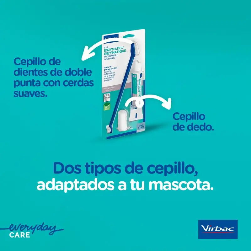 Virbac Cet Kit Escova + Pasta Dentífrica Enzimática 70 gr Para Animais de Estimação