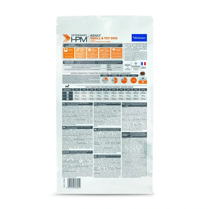 Virbac Hpm Adult Dog Small & Toy 1,5kg, alimento para cães