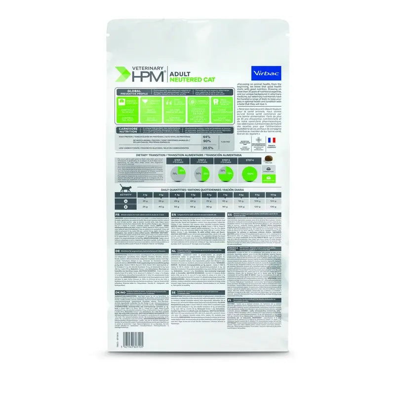 Virbac hpm esterilizado com alimentos adultos de gato 3 kg