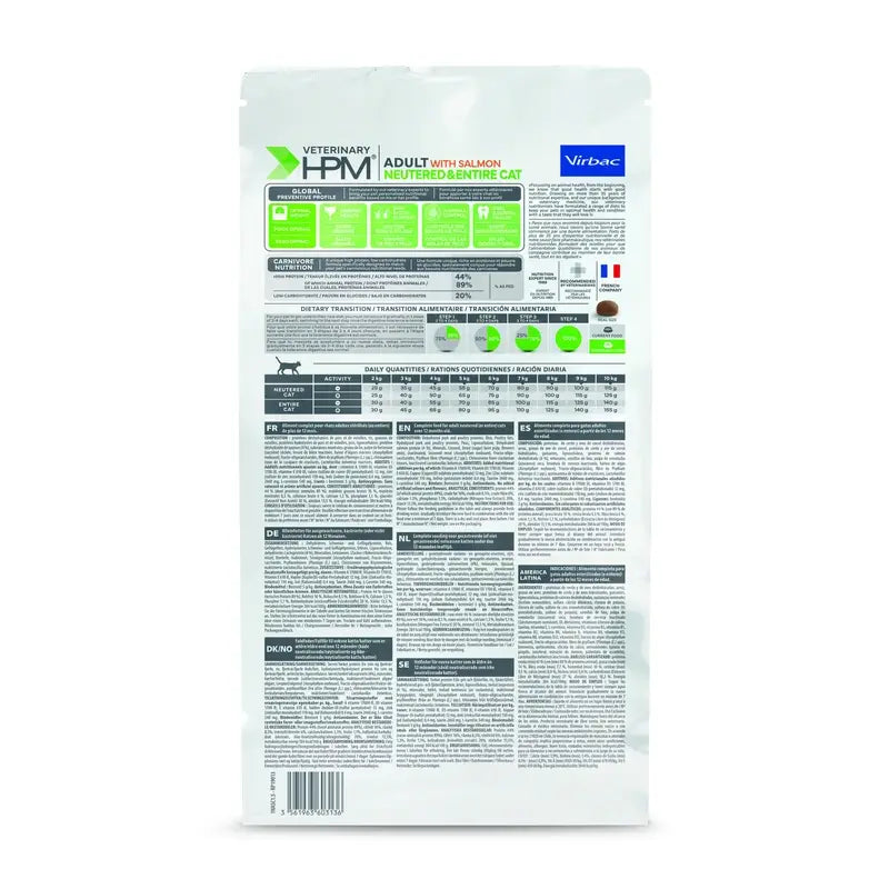 Virbac hpm salmão adulto neutralizado e gatos de alimentos 1,5 kg
