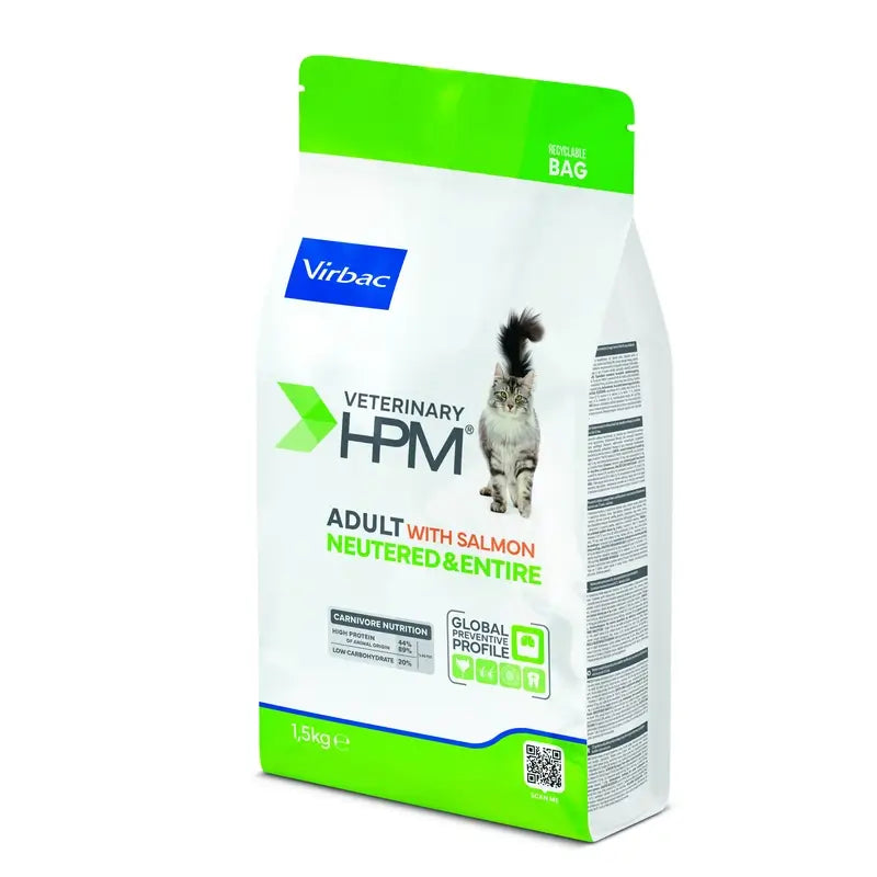 Virbac hpm salmão adulto neutralizado e gatos de alimentos 1,5 kg