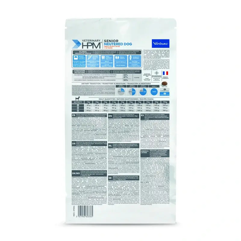 Virbac Hpm Senior Dog Neutered Small & Toy 1,5kg, alimento para cães