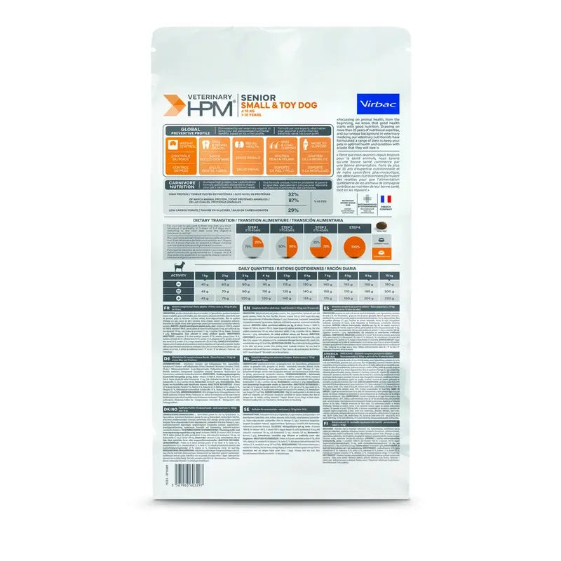 Virbac Hpm Senior Dog Small & Toy 3kg, alimento para cães