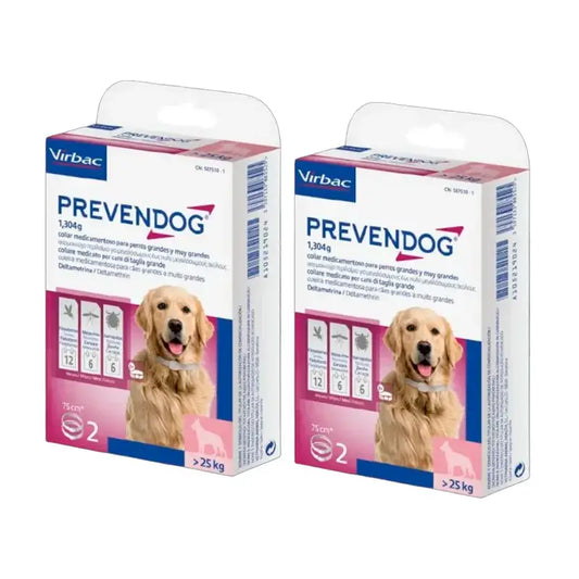 Coleira antiparasitária Virbac Prevendog, embalagem 2 x 75 cm 2 unidades
