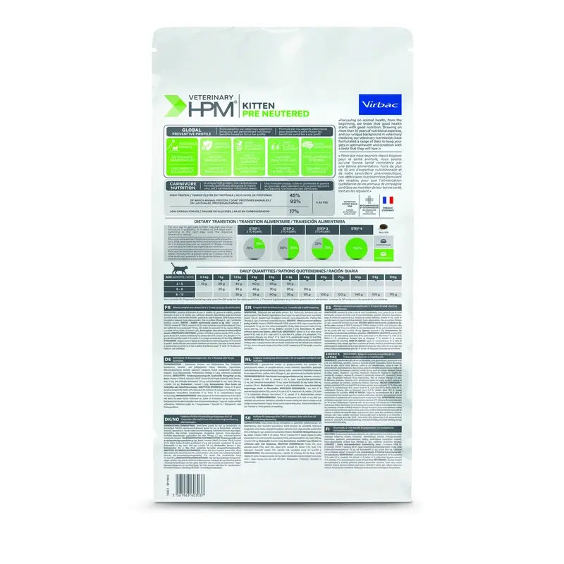 Virbac Veterinary HPM Kitten Pre Neutered Cat , 3 kg, alimento para gatos