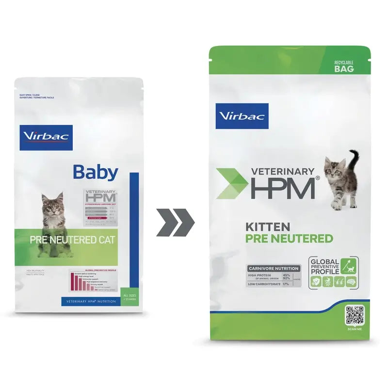 Virbac Veterinary HPM Kitten Pre Neutered Cat , 400 g, alimento para gatos