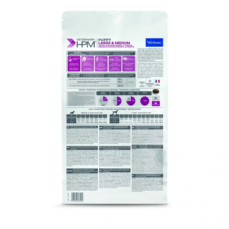 Virbac Veterinary HPM Puppy Large & Medium Dog , 3 kg, alimento para cães