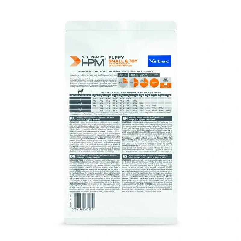 Virbac Veterinary HPM Puppy Small & Toy Dog , 400 g, alimento para cães