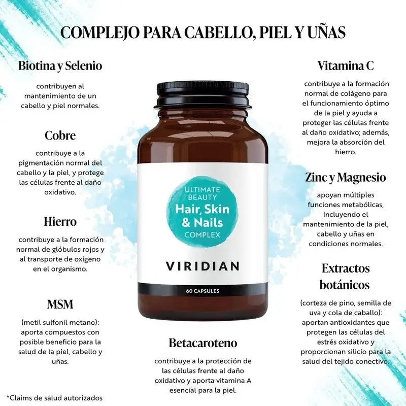 Viridian Beauty Complex Cabelo, Pele e Unhas 60Cap.Veg.
