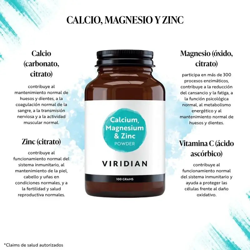Viridian Cálcio Magnésio Zinco +Vit. C Pó 100Gr.