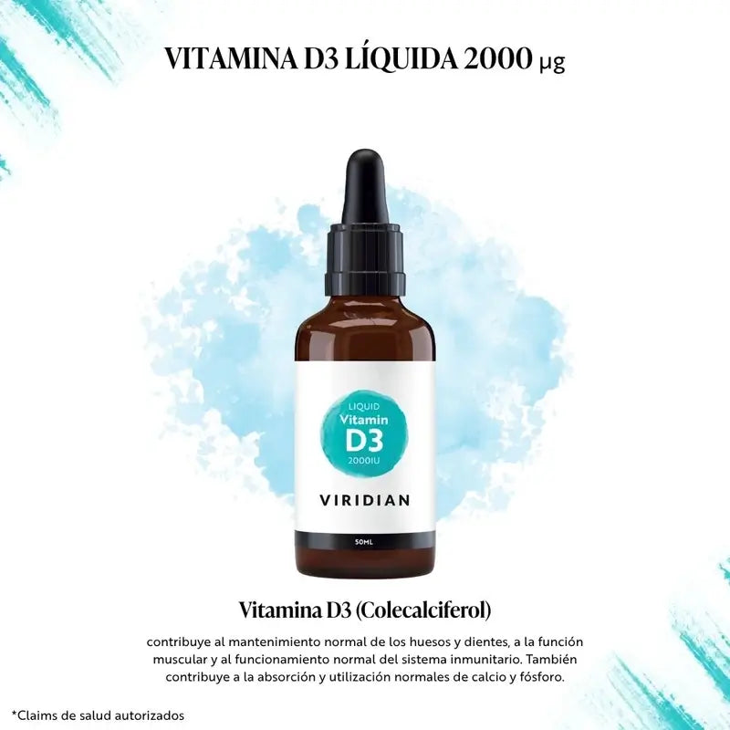 Viridian Vitamina D3 2000Iu Líquido Vegan 50Ml.
