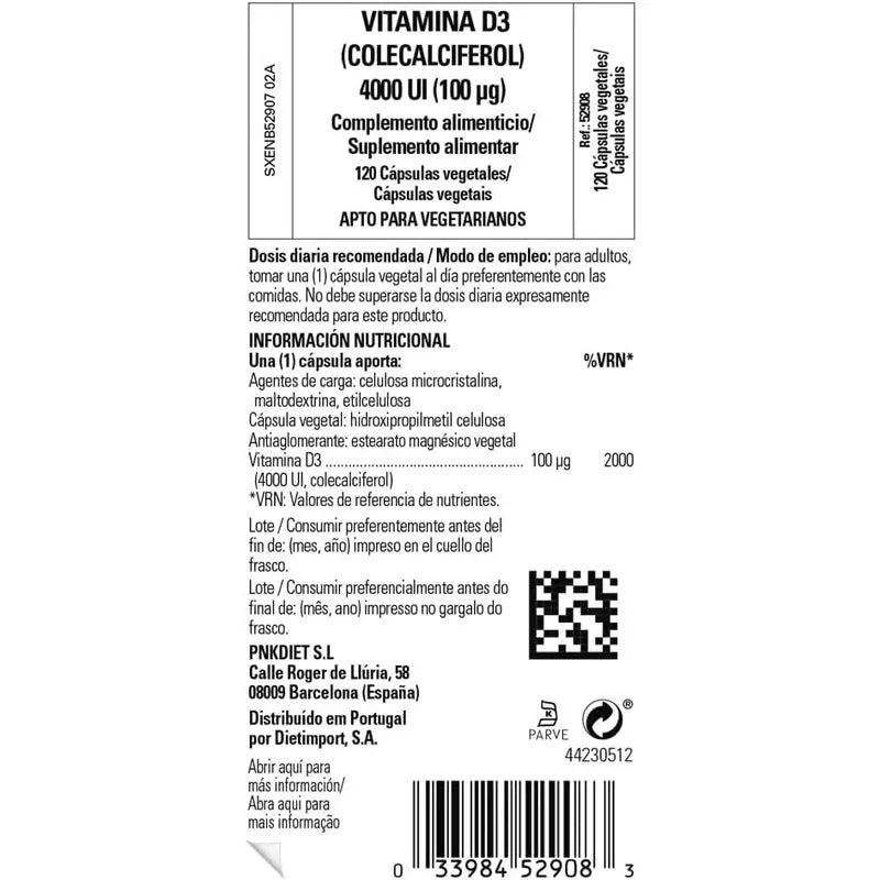 Solgar Vitamin D3 4000 UI, 120 cápsulas