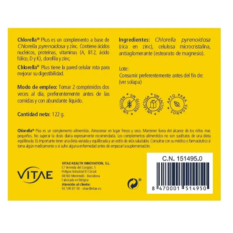 VITAE Chlorella Plus, 120 comprimidos