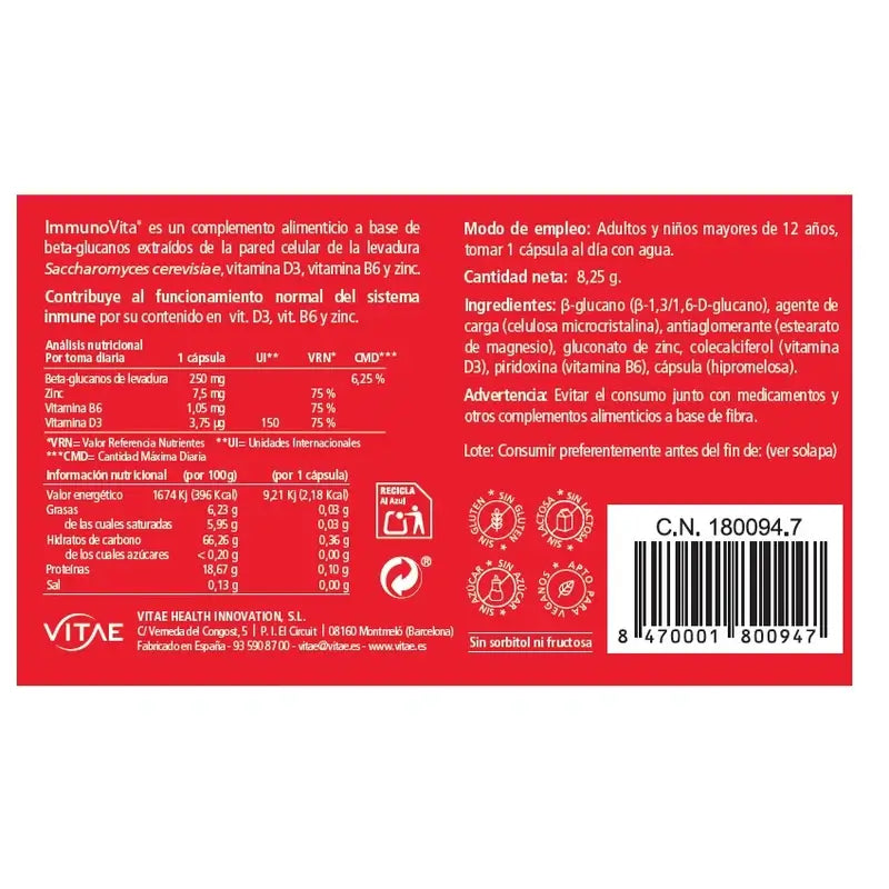 VITAE Immunovita, 15 cápsulas