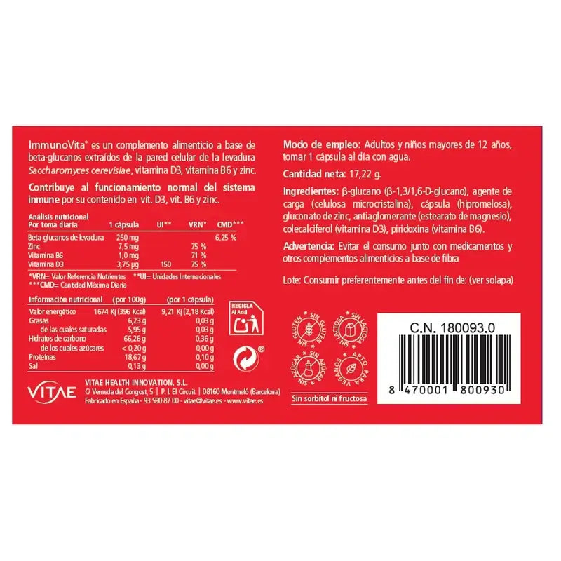 VITAE Immunovita, 30 cápsulas