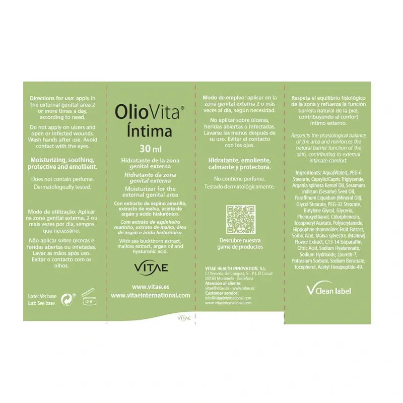 VITAE Oliovita Creme Íntimo, 30ml