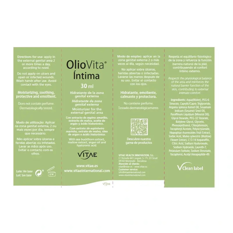 VITAE Oliovita Creme Íntimo, 30ml