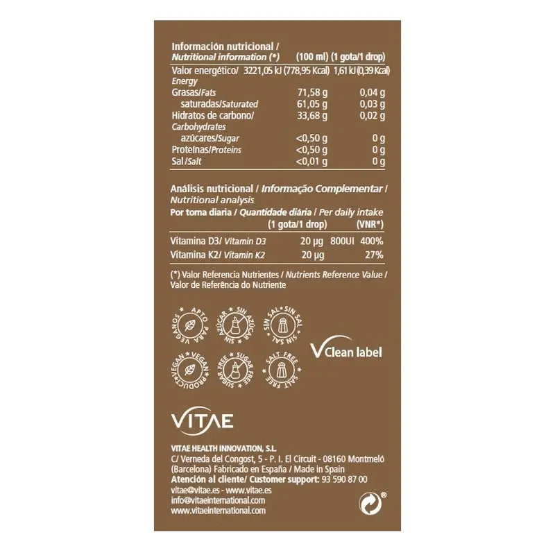 VITAE Vitae Vitamina D3K2, 10ml