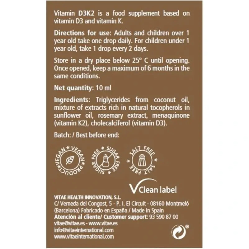 VITAE Vitae Vitamina D3K2, 10ml