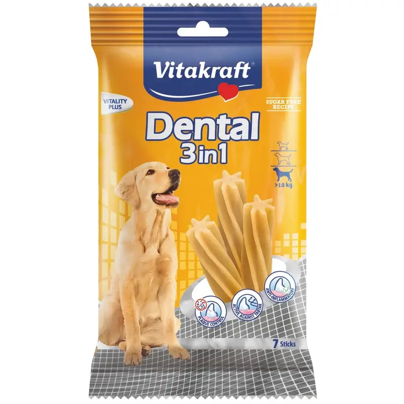 Vitakraft Dental 3 em 1 para cães de tamanho médio, 12 x 180 gramas
