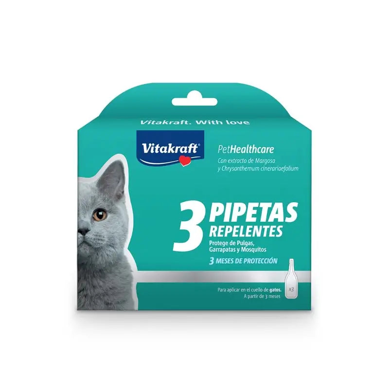 Vitakraft Pipeta para Gatos Biocida, 3 pipetas, 3 unidades