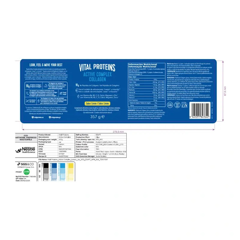 Vital Proteins Complexo Ativo de Colagénio Limão, 357 g
