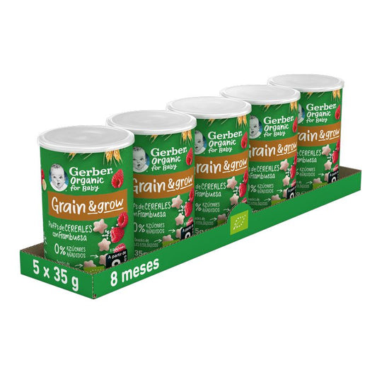 Gerber Snacks Cereais Biológicos & Framboesa , 35g x 5 unidades
