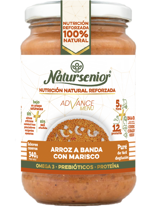 Natursenior Adultos Puré de Arroz com Marisco com Omega 3 Dha+Epa, Prebióticos e Proteína. , 340 gr
