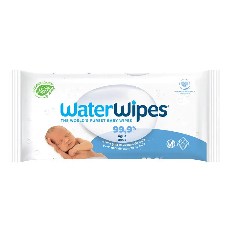 Waterwipes Toalhetes bebé Biodegradáveis, 60 Unidades