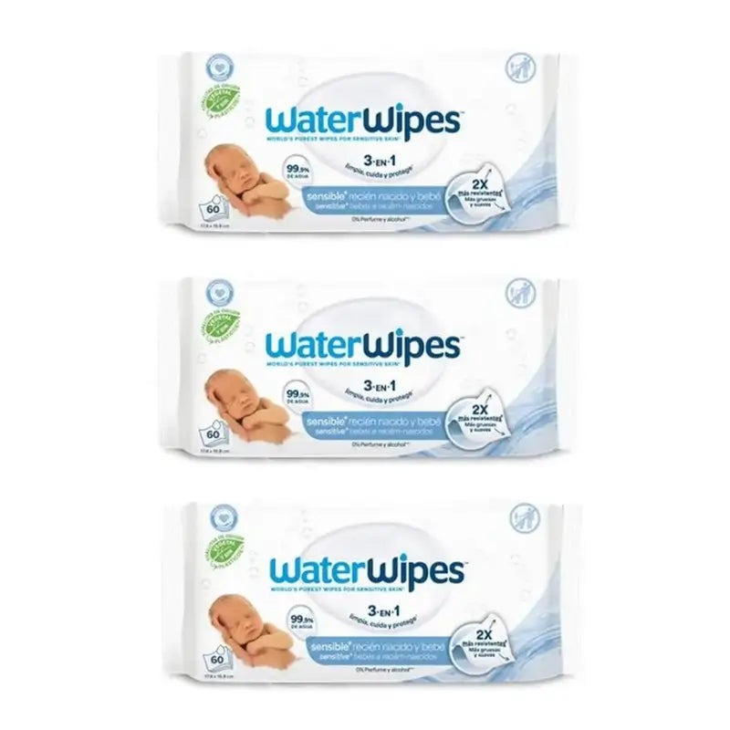 Toalhetes biodegradáveis para bebés Waterwipes, 3x60, 180 pcs.