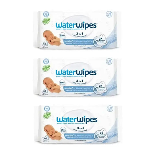 Toalhetes biodegradáveis para bebés Waterwipes, 3x60, 180 pcs.