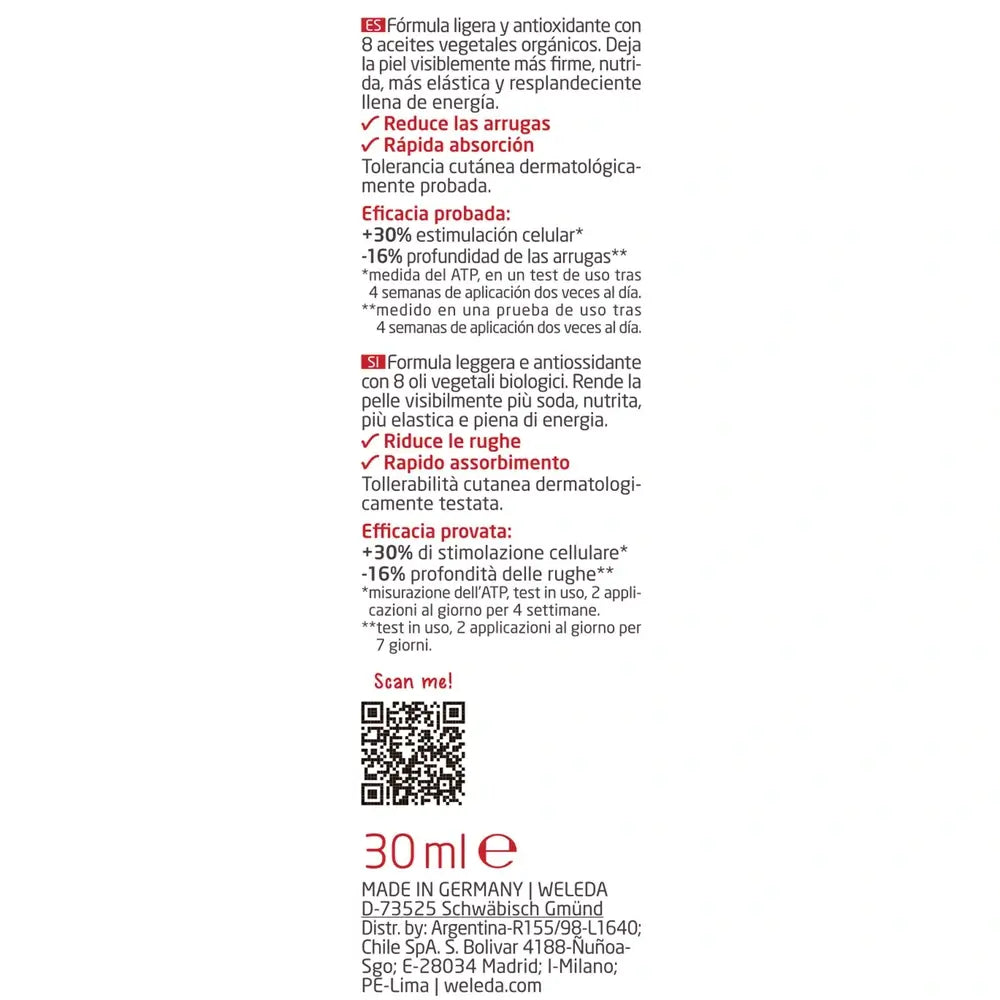 Óleo Facial Reafirmante de Romã Weleda, 30 ml