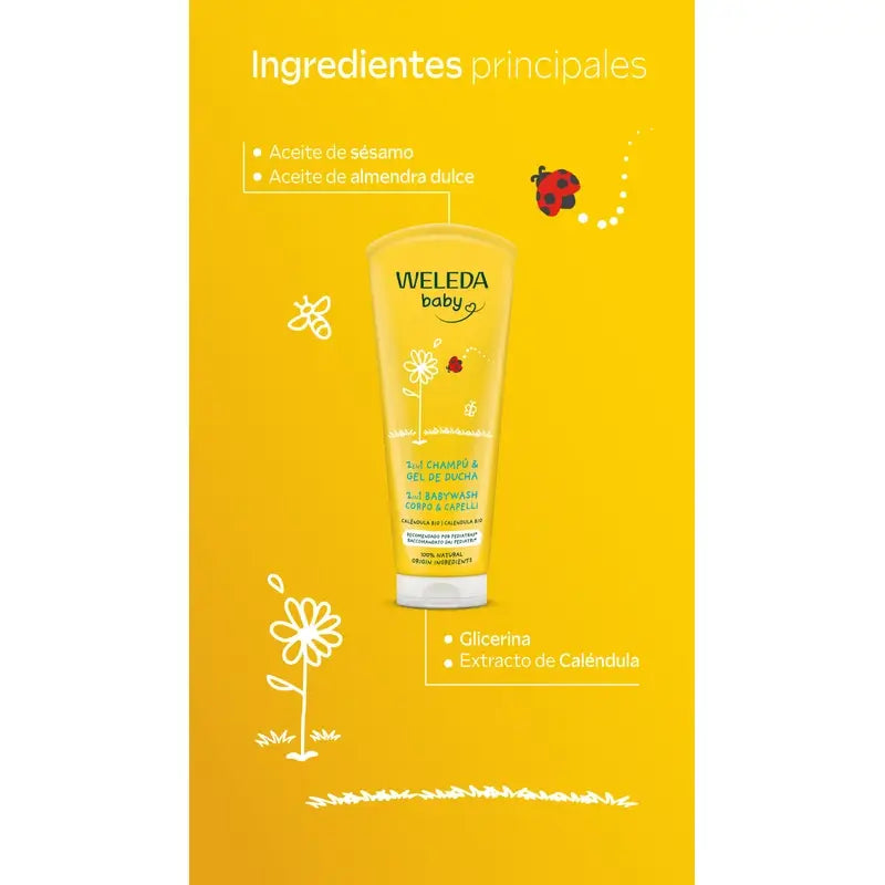 WELEDA CHAMPU Y GEL DE DUCHA CALENDULA 200 ML